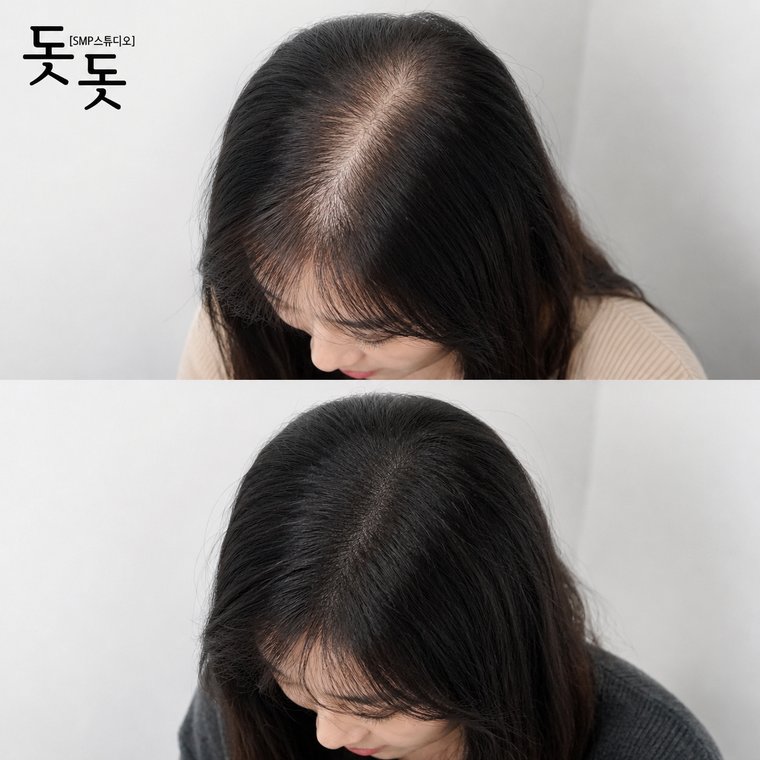 두피문신비용 여성 정수리·가르마 커버 시술 전후 사례