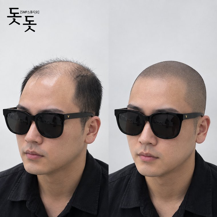 대머리문신 삭발 디자인 시술 전후 사례